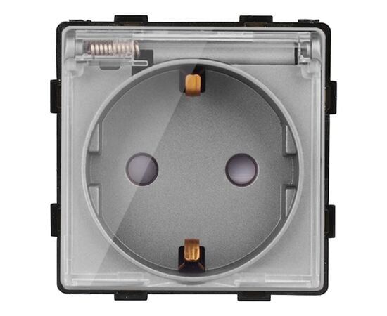 Розетка без рамки Socket Style 16A шторки с прозрачным колпачком серый