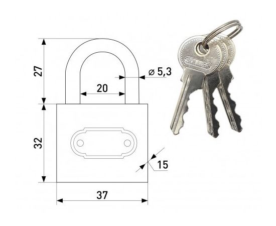 Padlock Soller 364-1 38 mm glossy