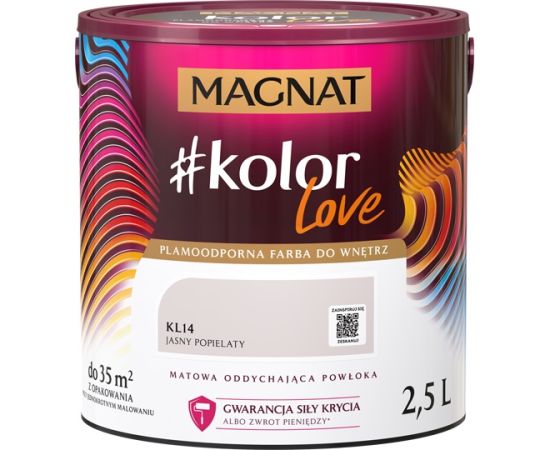 საღებავი ინტერიერის Magnat Kolor Love 2.5 ლ KL13 ღია ფერფლისფერი