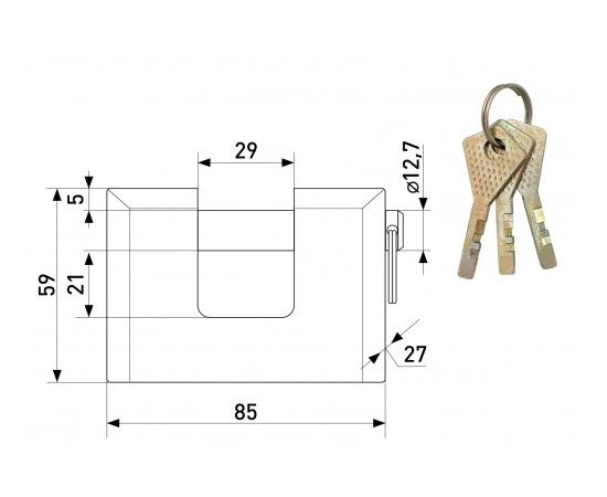 Padlock Soller HBX 113-028 90 mm