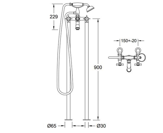 Bathroom faucet Valadares Classic Chrome floor-standing