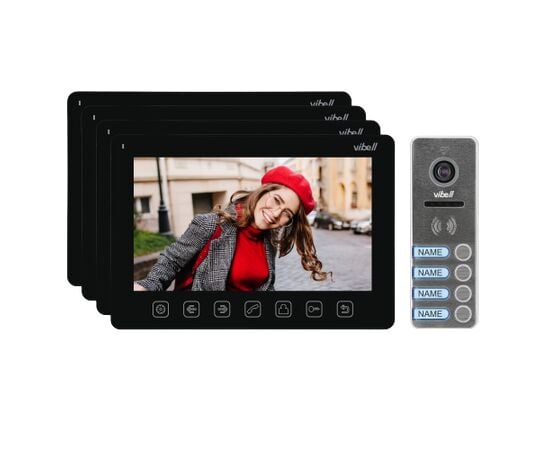 Video intercom ORNO 7 NOVEO MULTI4 for 4 families black