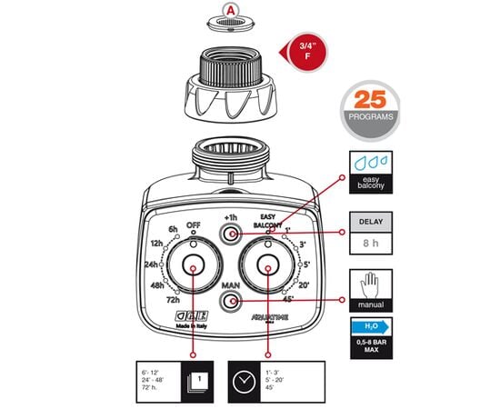 Watering timer electronic GF Aquatime DUE.5 GF80006025