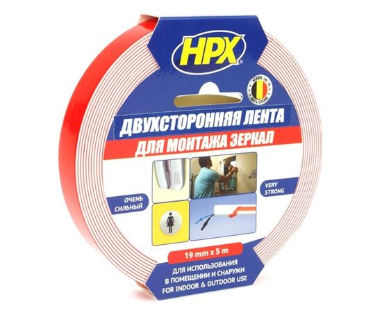 Лента монтажная для зеркал двусторонняя HPX DS1905 19 мм 5 м белая