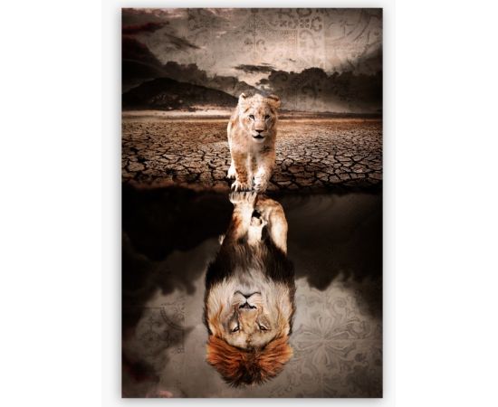 A picture on glass GL452 LIONS 80X120