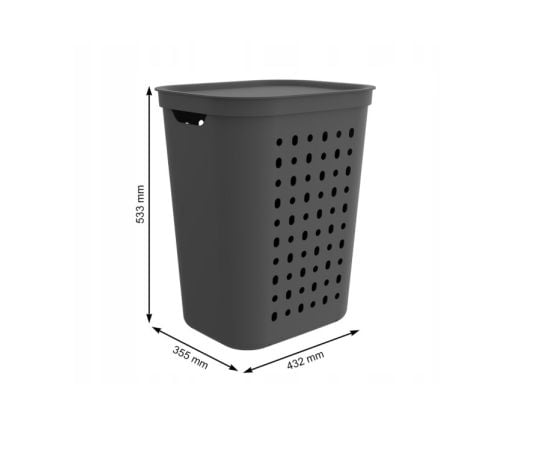 Linen basket Rotho Jona 55l black