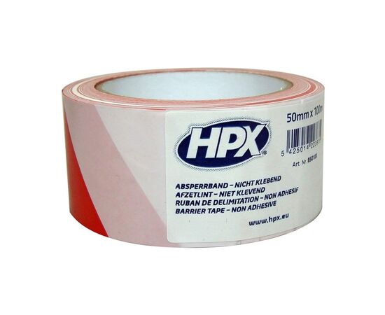 Warning tape white-red HPX B50100 100Mx50MM