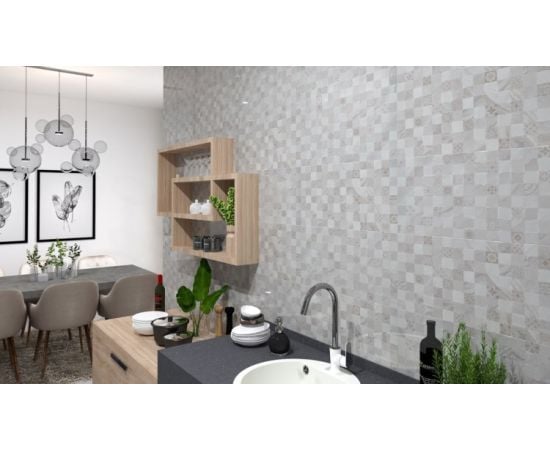 Tile Halcon Ceramicas Quina Gris Kubic Brilo 30x60 cm.