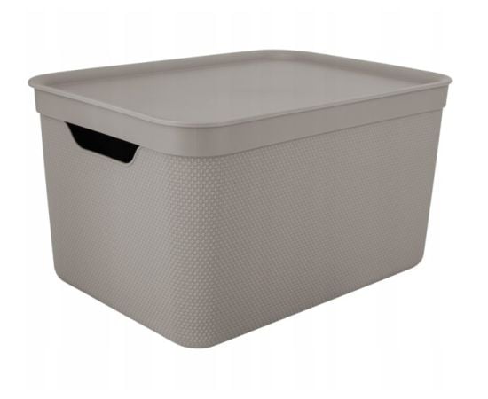 Storage basket with lid Rotho DECO 16L cappuccino