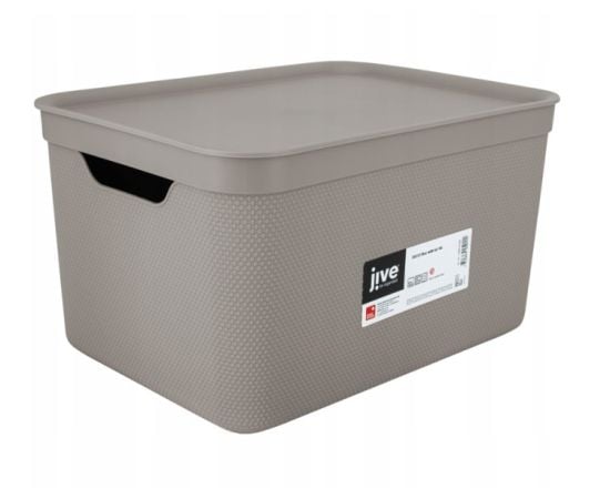 Storage basket with lid Rotho DECO 16L cappuccino