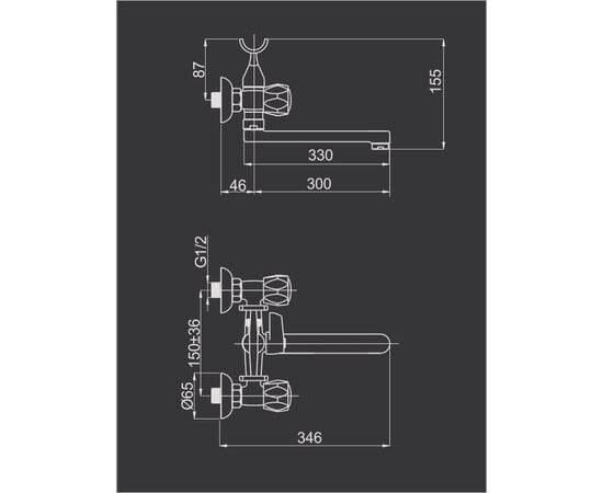 აბაზანის შემრევი Rubineta C-1 Cross C1CK06