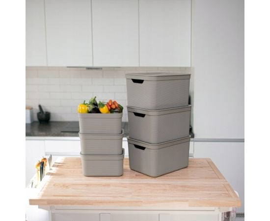 Storage basket with lid Rotho DECO 5L cappuccino