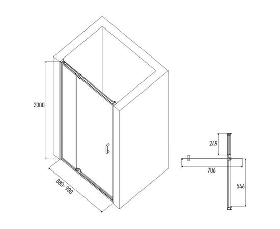 Shower door Alex Baitler AB71C90 90×200 cm