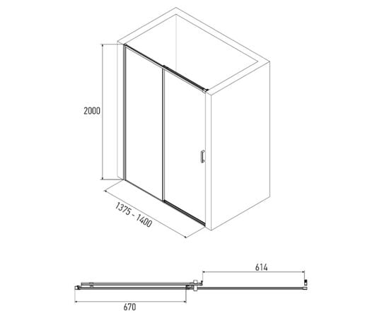 Shower door Alex Baitler AB61C140 140×200 cm