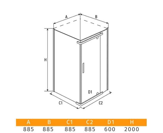 Душевое ограждение Erlit ER10109H-C4 90x90x200 cm