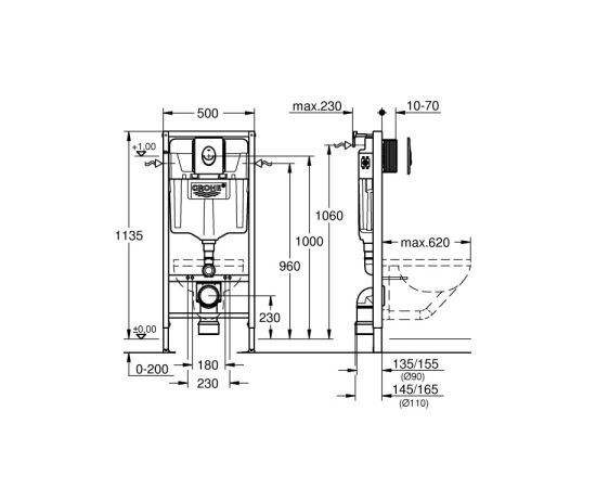 Installation for wall-hung toilet Grohe Solido 38956000