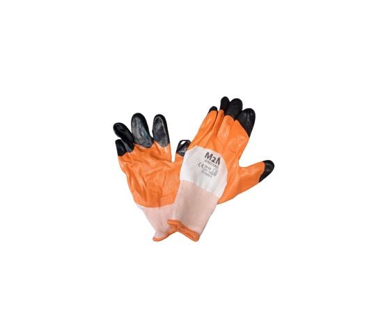 Glove orange nitrile coated M2M 300/135 S10