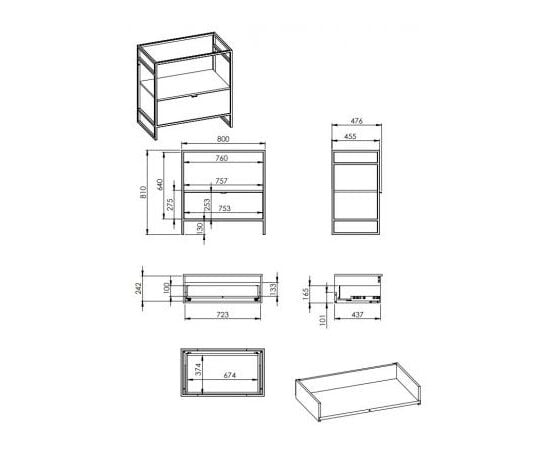 Bathroom furniture drawer Elita INDUS 80 Furniture Box 1DR Lincoln Walnut for Walnut Frames