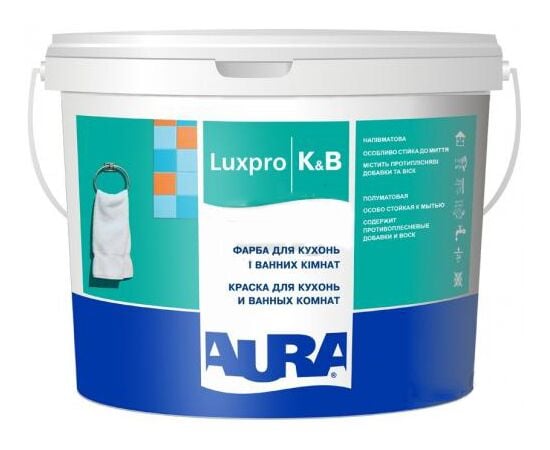 Интерьерная краска для кухонь и ванных комнат Eskaro Aura Lux Pro K&B 10 л