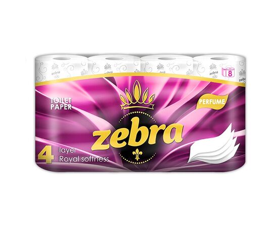 ტუალეტის ქაღალდი Zebra Perfume 4 ფენა 8 ც