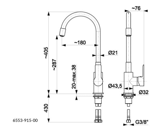 Kitchen faucet KFA Rumba Flexy beige