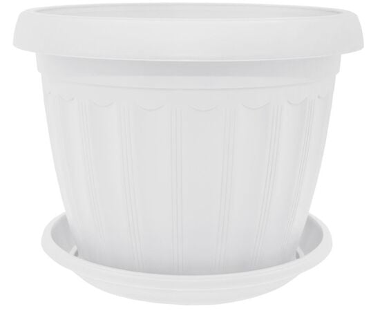 Plastic flower pot with stand Aleana Terra 20x15 white