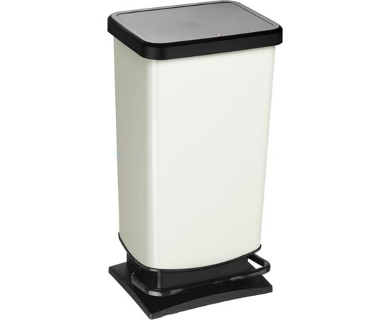 Trash can with pedal Rotho 40L PASO black-white