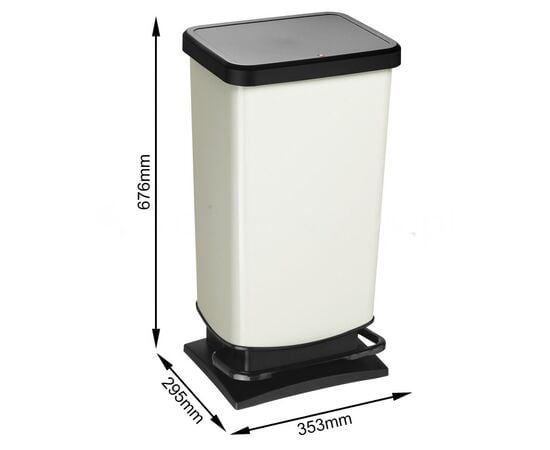 Trash can with pedal Rotho 40L PASO black-white