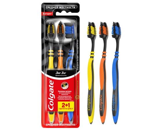 Тoothbrush Colgate 2+1 Zig-Zag Charcoal