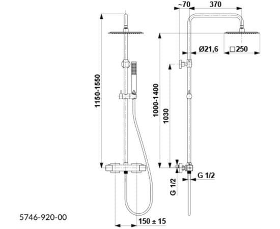 Shower system with thermostat KFA Logon chrome