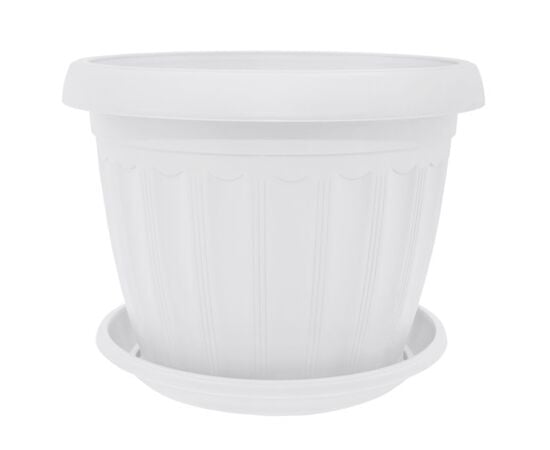 Plastic flower pot with a stand Aleana Terra 12x9 white