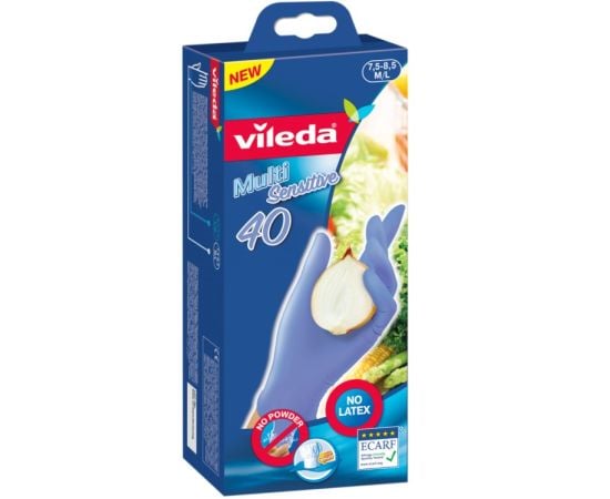 Одноразовые нитриловые перчатки Vileda Multi Sensitive S/M 40 шт