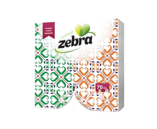 ხელსაცოხი დაკეცილი Zebra 33x33 სმ 70 ც