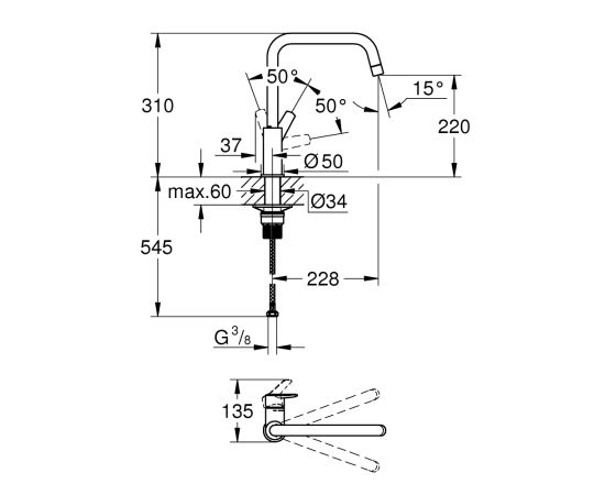 სამზარეულოს ონკანი  Grohe 304702430 Start Single-lever Black Matt