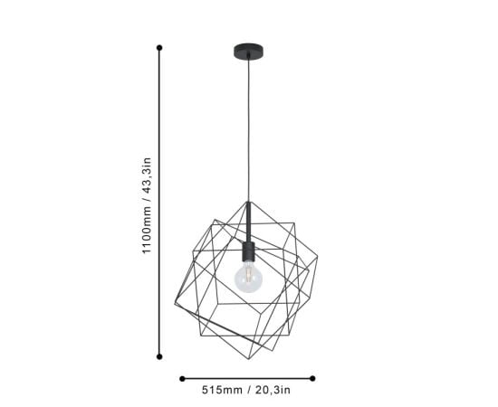 Подвес Eglo STRAITON 1 E27 1x MAX 60W черный 43359