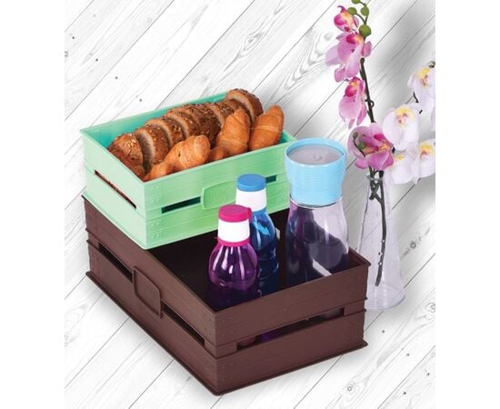 Plastic box with wooden ornament Irak Plastik Stroge Box SP-380 3.1 l