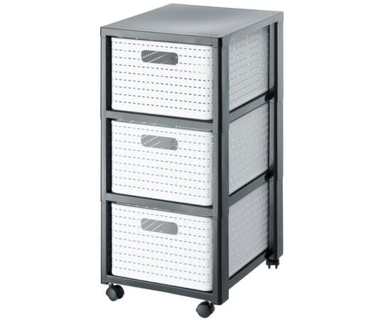 Chest of drawers Rotho 3 x A4 with wheels COUNTRY anthracite white