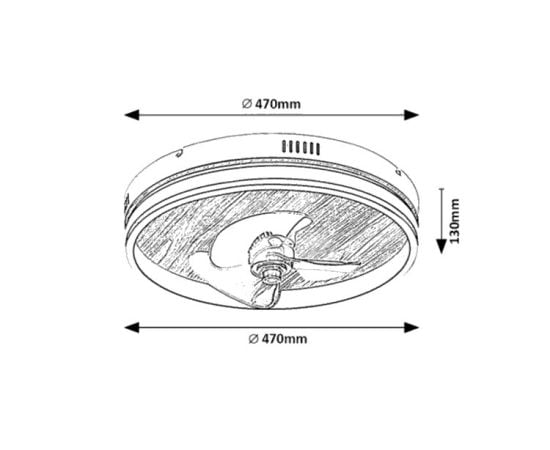 Chandelier fan Rabalux Faustine 30W 3000 6500K Ø470 H130mm black white 71016