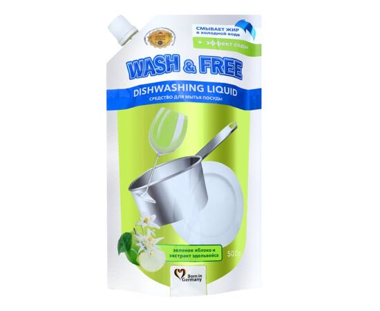 Средство  для мытья посуды Wash&Free яблоко 500 г