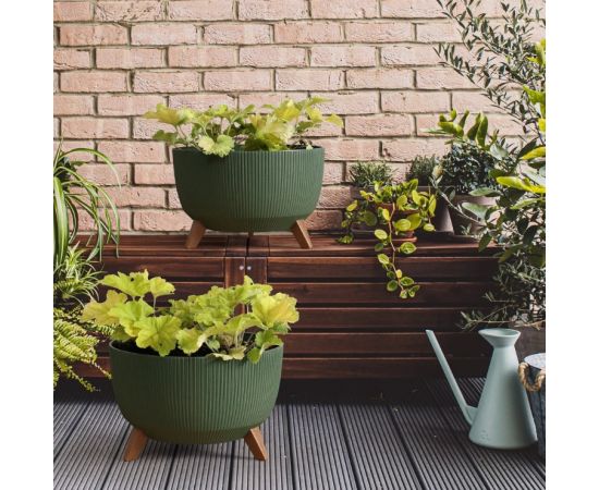 Flower pot Lamela Bowl ROMA ECO wood 400 jumper 21l green