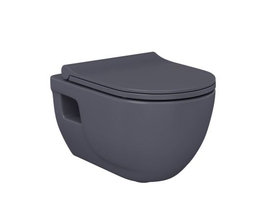 Wall-hung toilet Lucco Brilla Anthracite Matt' with lid