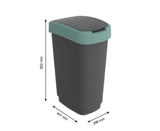 Trash can Rotho 50L TWIST green-black