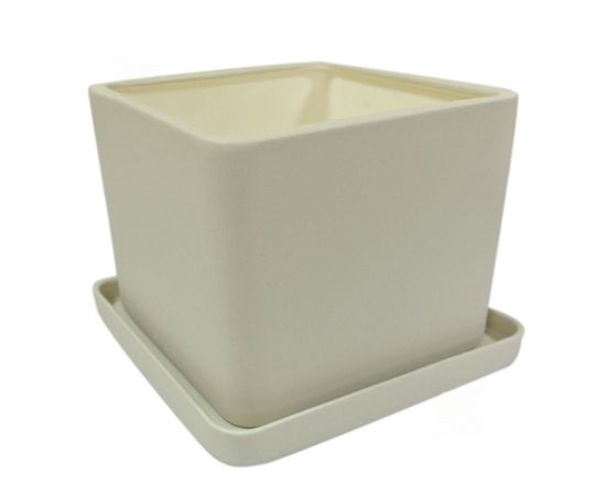 Square ceramic pot Oriana №3 2L beige