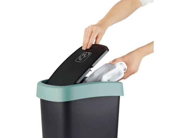 Trash can Rotho 25L TWIST green-black