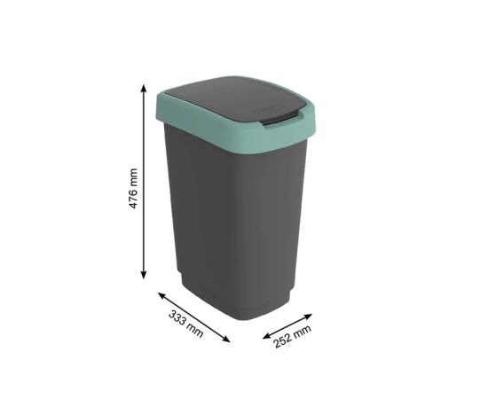 Trash can Rotho 25L TWIST green-black