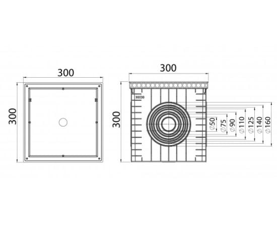 Plastic storm water inlet Torun Plastik 30*30*300mm