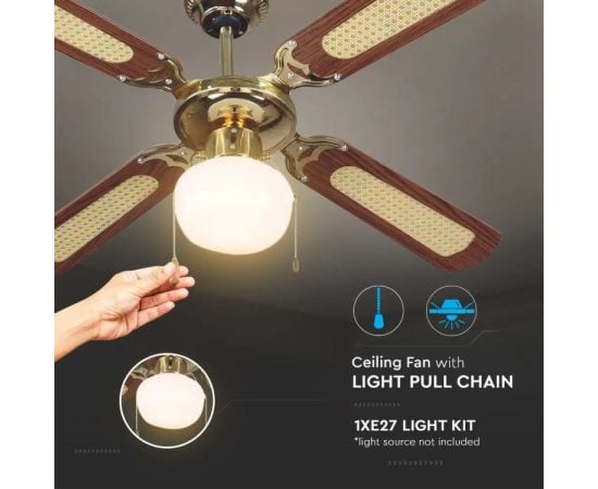 Chandelier ceiling fan V-TAC 1xE27 7914 50W