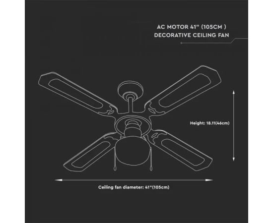 Chandelier ceiling fan V-TAC 1xE27 7914 50W