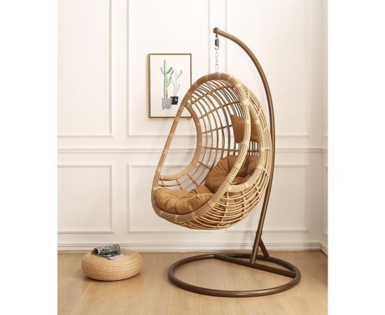 Hanging chair beige 85x120x70 cm