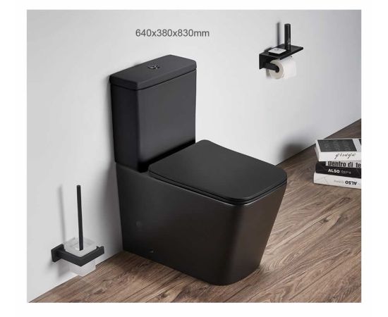 Toilet floor-standing Pate 2920AMB Rimless two-piece black Matt P-TRAP